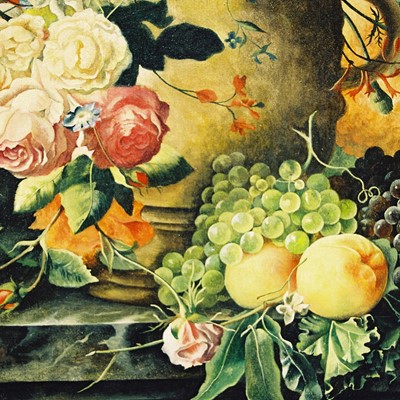 particolare olio su tela, copia da J. W. Huysum 1731